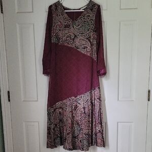 Soft Surroundings Maroon Long Sleeve Maxi Dress Sz Xsp